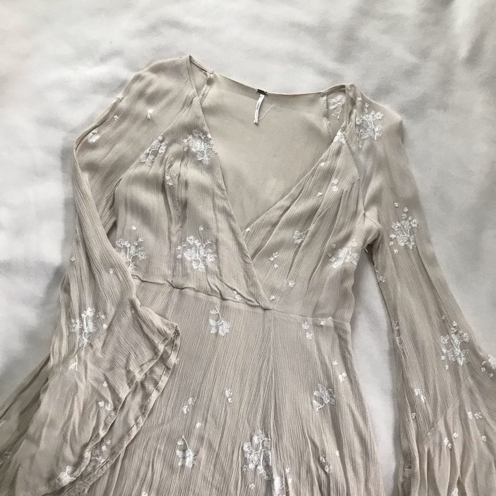 Free People Embroidered Wrap Dress